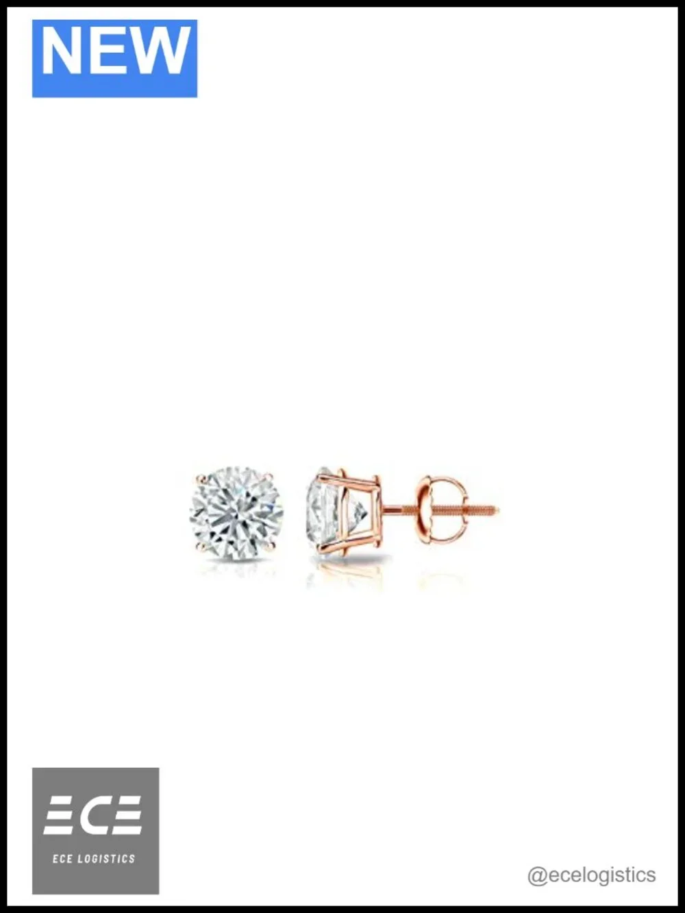 Lab Grown Diamond Stud Earrings 14k Gold 1/4 Carat Screw Back